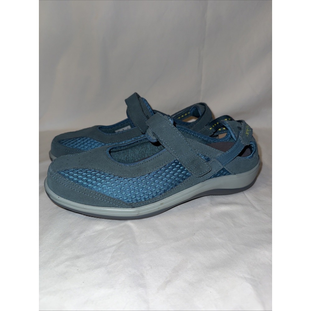 ORTHOFEET 898 Sanibel Mary Jane Sneakers Blue Suede Leather‎ Comfort Womens 9